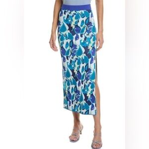 STAUD Giovanni Skirt Midi Pull On Abstract Print Hi-Rise Size Large